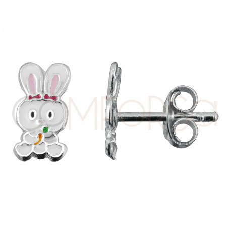 Sterling silver 925 Easter bunny earrings 4x8.5mm