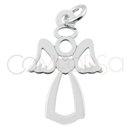 Sterling silver 925 openwork Angel with heart pendant 13x18.5mm