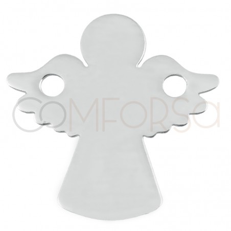 Sterling silver 925 plain Angel with wings connector 13 x 13mm