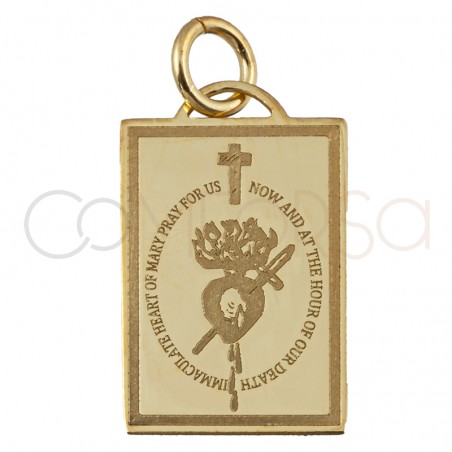 Gold-plated sterling silver 925 Sacred Heart scapular 11 x 17mm