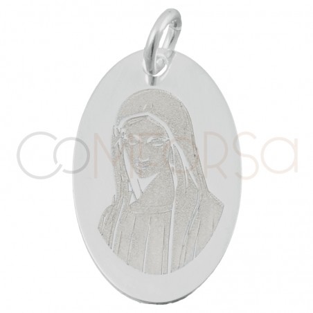 Sterling silver 925 Virgin of Lourdes medallion 11 x 18mm