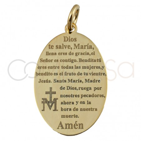 Engraving + Gold-plated sterling silver 925 Hail Mary pendant 12 x 20mm