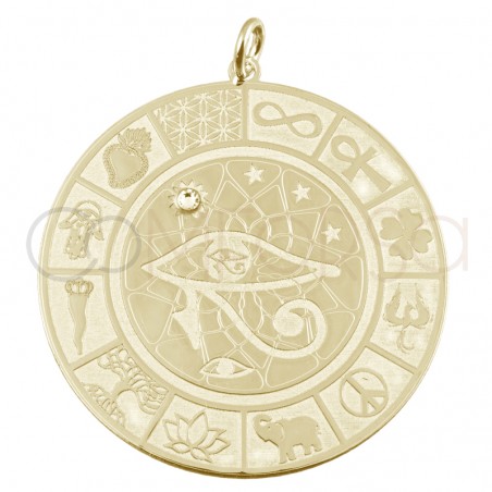 Gold-plated sterling silver 925 Eye of Horus pendant with symbolism