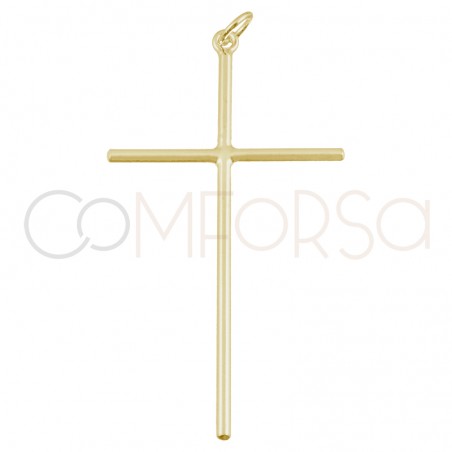 Gold-plated sterling silver 925 cross stick pendant 25x35 mm
