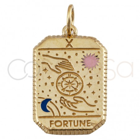Gold-plated sterling silver 925 Fortune tarot pendant 14x20mm