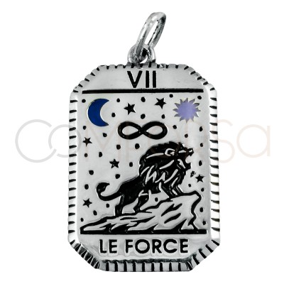 Gold-plated sterling silver 925 La Force tarot pendant 14x20mm