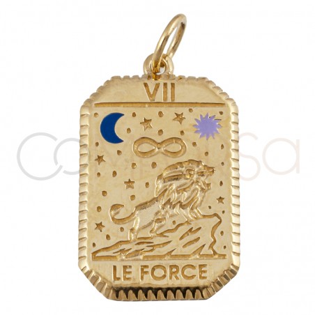 Gold-plated sterling silver 925 La Force tarot pendant 14x20mm