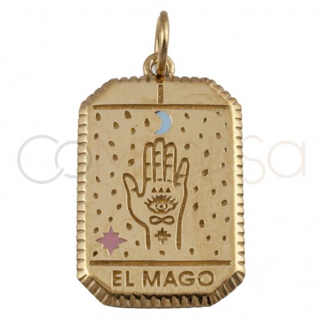 Gold-plated sterling silver 925 El Mago tarot pendant 14x20mm