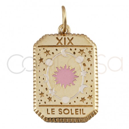 Gold-plated sterling silver 925 Le Soleil tarot pendant 14x20mm