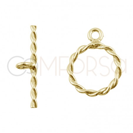 Gold-plated sterling silver 925 twisted toogle clasp with jump ring 15mm