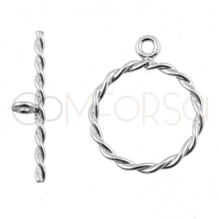 Sterling silver 925 twisted toogle clasp with jump ring 18mm
