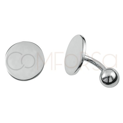 Sterling Silver 925 Engravable round cuff links 17 mm