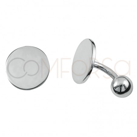 Sterling silver 925 engravable round cuff links 17 mm