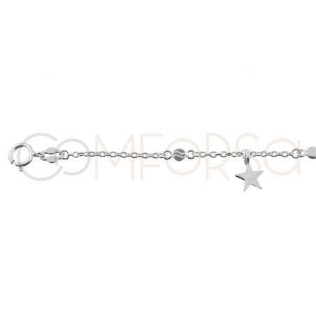 Engraving (4 stars) + Sterling silver 925 bracelet with 4 customisable stars 16cm + 5cm (extender)