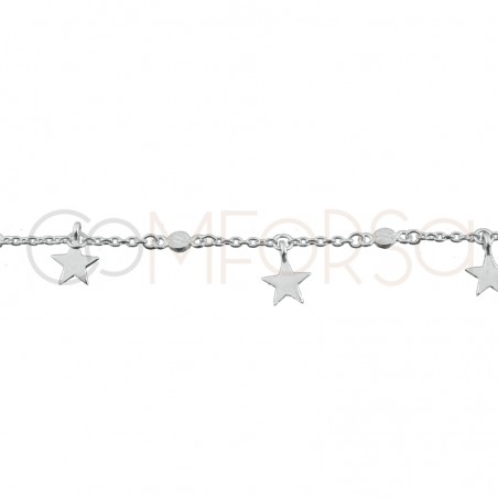 Engraving (4 stars) + Sterling silver 925 bracelet with 4 customisable stars 16cm + 5cm (extender)
