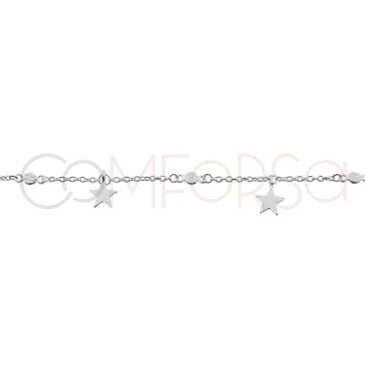 Engraving + Sterling silver 925 choker with 5 customisable stars 40cm + 5cm (extender)