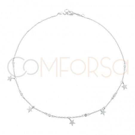 Engraving + Sterling silver 925 choker with 5 customisable stars 40cm + 5cm (extender)