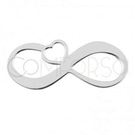 Sterling silver 925 infinity connector with heart 27 x 11mm