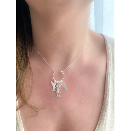 Sterling silver 925 girl with balloon pendant 8x17mm