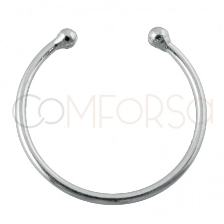Sterling silver 925 half-round connector 20 x 1.2mm
