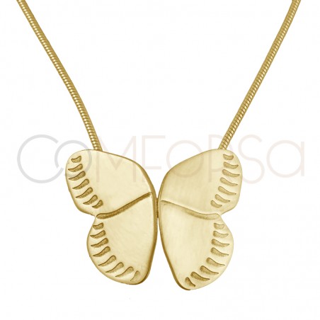 Gold-plated sterling silver 925 butterfly wings pendant 18x36mm