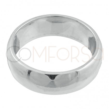 Sterling silver D shape wedding ring 6mm