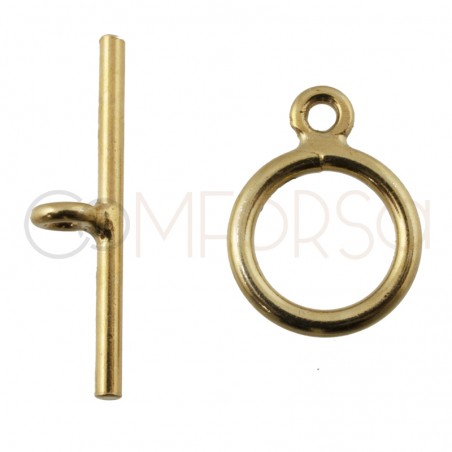 Gold-plated sterling silver 925 toggle clasp with jump ring 10 mm bar 19 mm