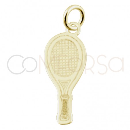 Gold-plated sterling silver 925 tennis racket pendant 7.5 x 18mm