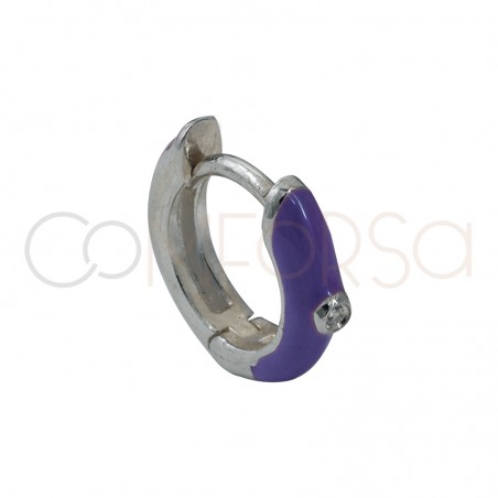Sterling silver 925 gold-plated hoop earrings purple enamel 12mm
