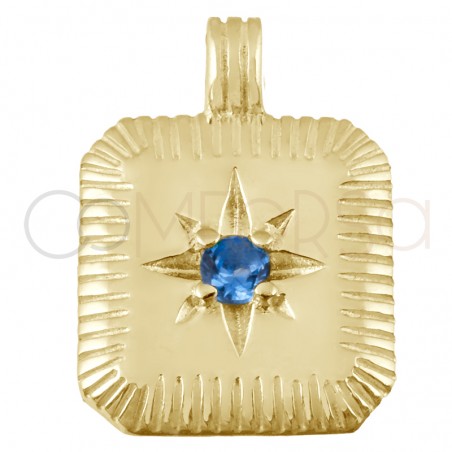 Gold-plated sterling silver 925 Aquamarine birthstone pendant (March) 11.5 x 12.5mm
