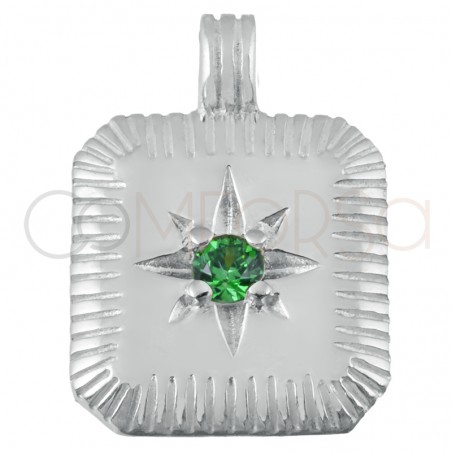 Sterling silver 925 Emerald birthstone pendant (May) 11.5 x 12.5mm