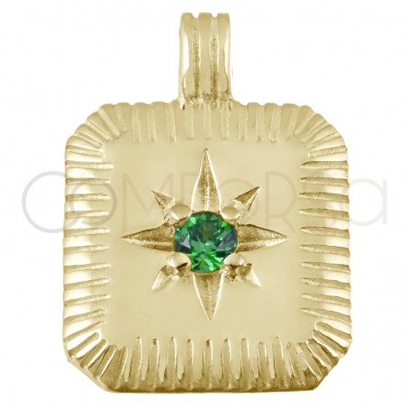 Gold-plated sterling silver 925 Emerald birthstone pendant (May) 11.5 x 12.5mm