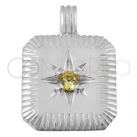Sterling silver 925 Yellow Topaz birthstone pendant (November) 11.5 x 12.5mm