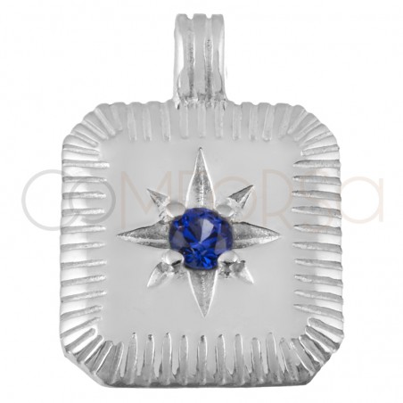Gold-plated sterling silver 925 Sapphire birthstone pendant (September) 11.5 x 12.5mm