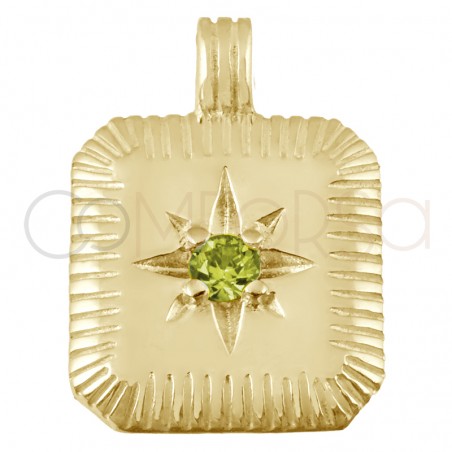 Gold-plated sterling silver 925 Peridot birthstone pendant (August) 11.5 x 12.5mm