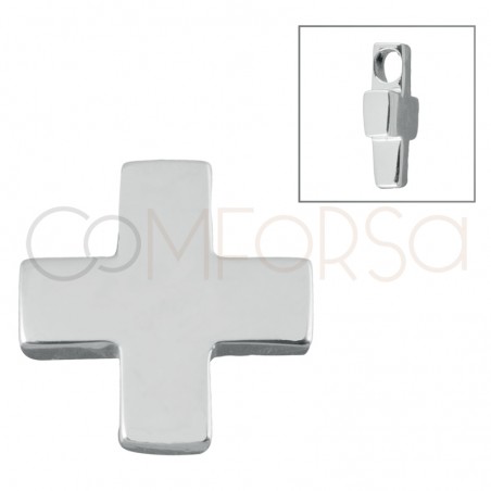 Sterling silver 925 cut out cross medallion 15 x 15 mm