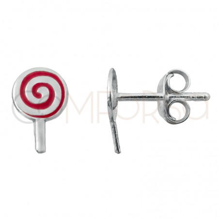 Sterling silver 925 spiral lollipop earrings 5 x 8mm