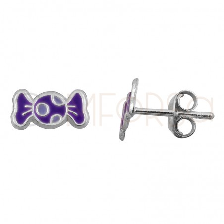 Sterling silver 925 violet sweet earrings 8.5 x 4.5mm