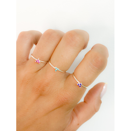 Sterling silver 925 ring with 3 Tanzanite zirconia