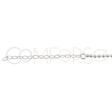 Gold-plated sterling silver 925 choker with blue enamelled balls 40 cm + 5 cm