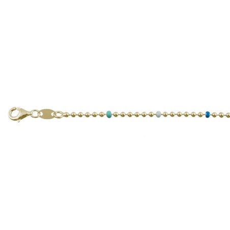 Gold-plated sterling silver 925 choker with blue enamelled balls 40 cm + 5 cm