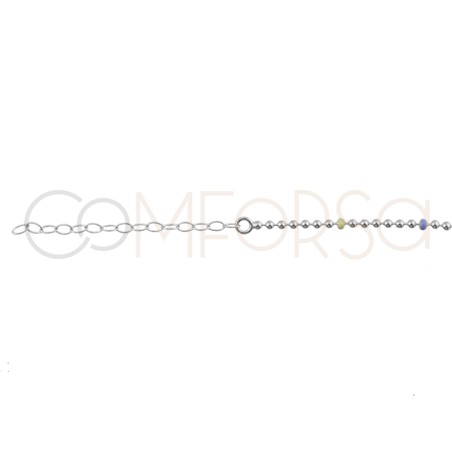 Gold-plated sterling silver 925 choker with pastel colour enamelled balls 40 cm + 5 cm
