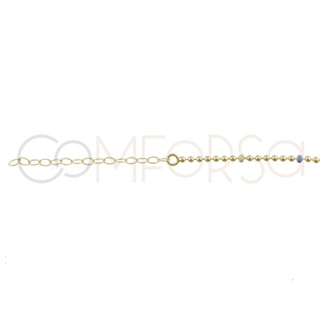 Gold-plated sterling silver 925 choker with pastel colour enamelled balls 40 cm + 5 cm