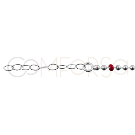 Sterling silver 925 bracelet with green, coral and lilac balls 17cm + 4cm