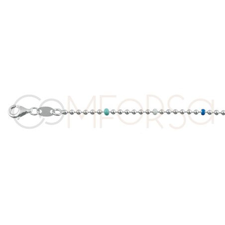 Sterling silver 925 bracelet with combined blue balls 17cm + 4cm