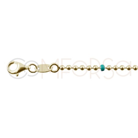 Gold-plated sterling silver 925 bracelet with green, coral and lilac balls 17cm + 4cm