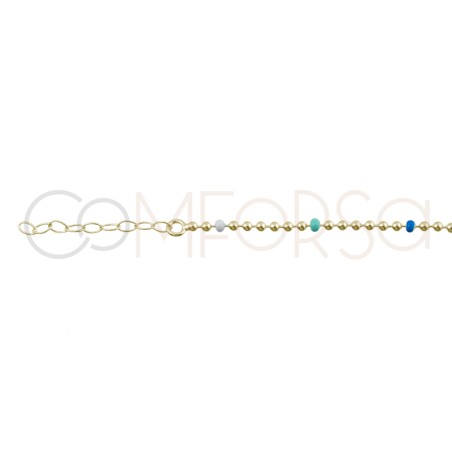 Gold-plated sterling silver 925 bracelet with combined blue balls 17cm + 4cm
