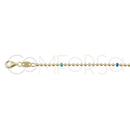 Gold-plated sterling silver 925 bracelet with combined blue balls 17cm + 4cm