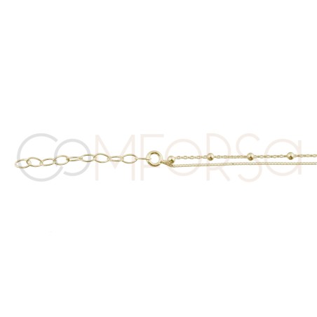 Gold-plated sterling silver 925 double Venetian anklet with balls 21.5cm + 4.5cm