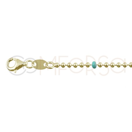 Gold-plated sterling silver 925 anklet with blue enamelled balls 21.5cm + 4.5cm
